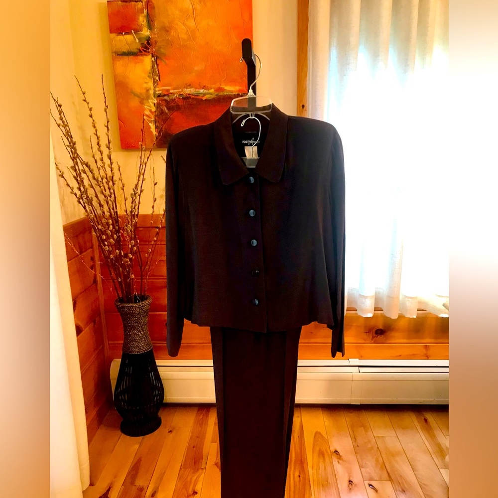 Positively Attitude Petites - size 12P. Grey/Green check pants and jacket.